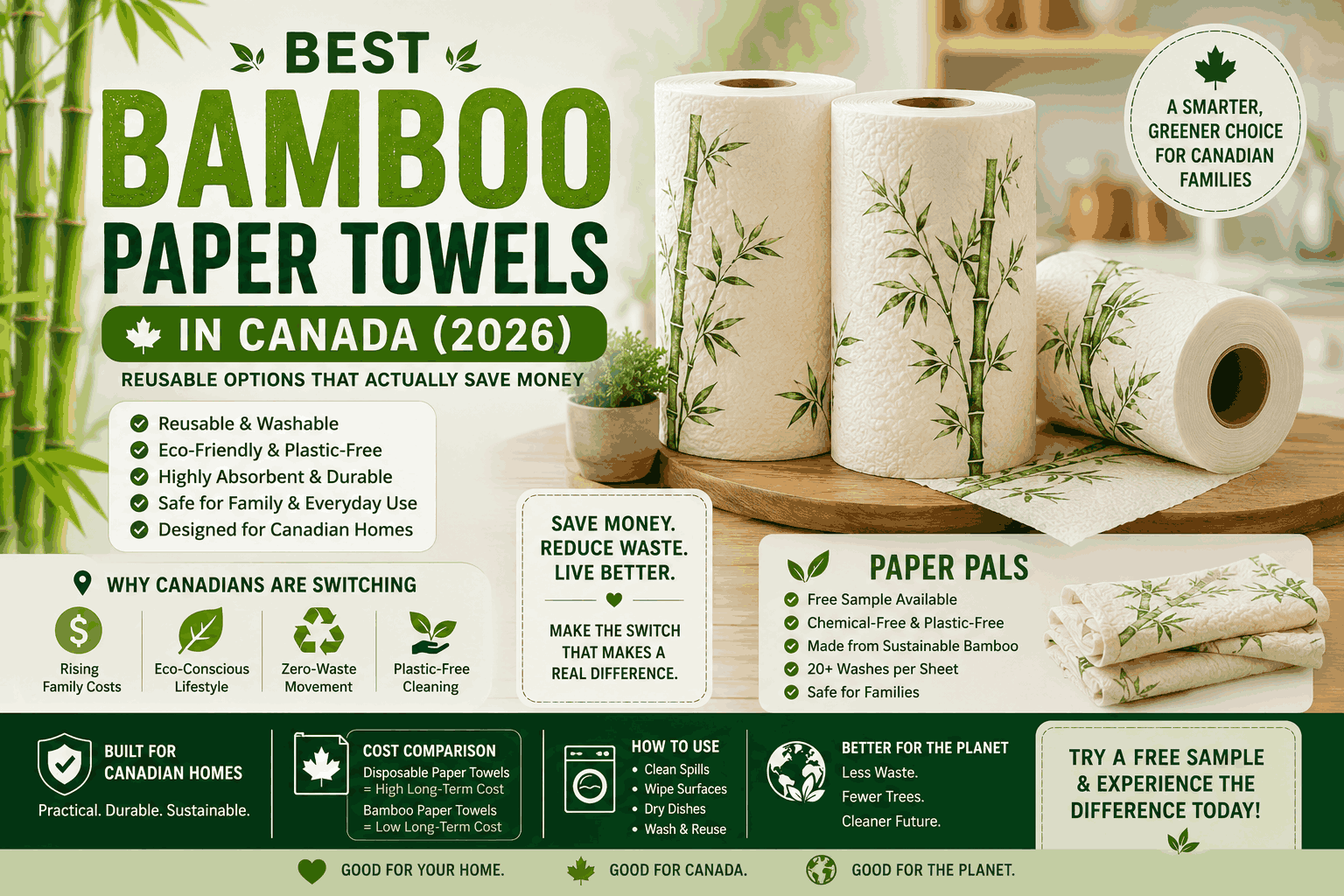 Best bamboo paper towels in Canada for reusable eco-friendly kitchen cleaning in 2026