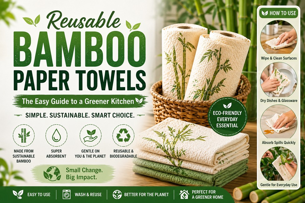 Reusable bamboo paper towels are cloth-like towels made from bamboo plants.